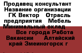 Продавец-консультант › Название организации ­ ГК Вектор › Отрасль предприятия ­ Мебель › Минимальный оклад ­ 15 000 - Все города Работа » Вакансии   . Алтайский край,Змеиногорск г.